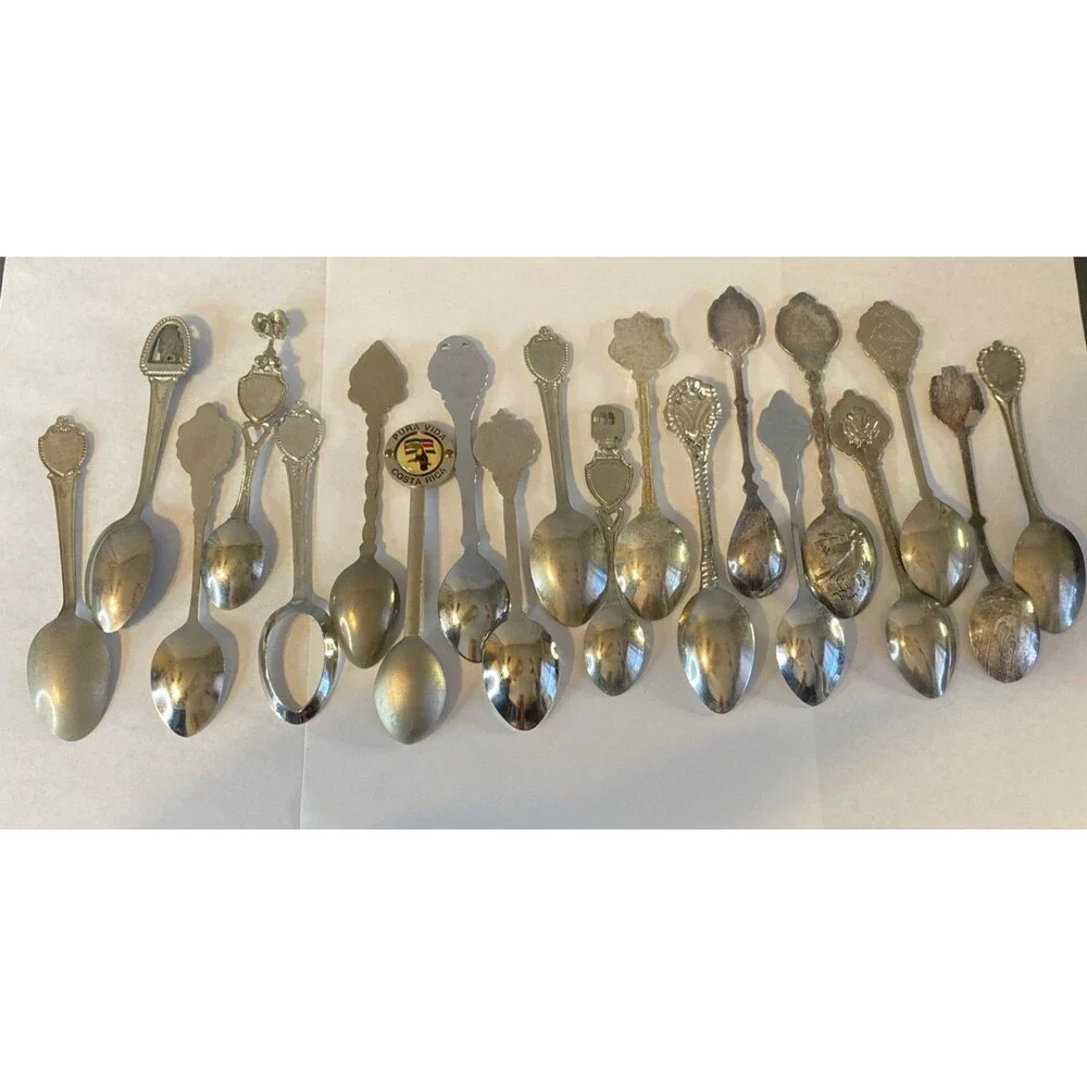 Vintage Lot of 20 Souvenir Spoons State Travel Jamacia Canada Hotel San Fran